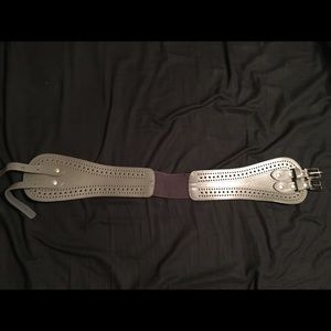 Chunky Gray Belt w/Clasps & Elastic Center